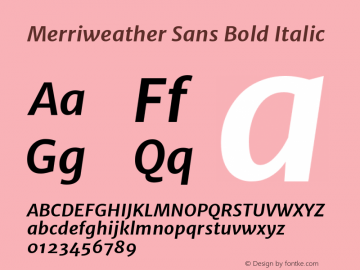 Merriweather Sans Bold Italic Version 1.000 Font Sample