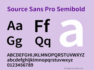 Source Sans Pro Semibold Version 1.033;PS 1.000;hotconv 1.0.70;makeotf.lib2.5.58329图片样张