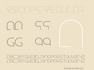 Escape Regular Version 1.00 June 24, 2013, initial release Font Sample