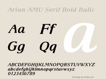 Arian AMU Serif Bold Italic Version 1.002图片样张