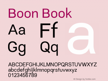 Boon Book Version 0.1 Font Sample