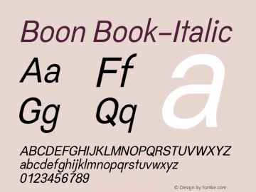 Boon Book-Italic Version 0.2 Font Sample
