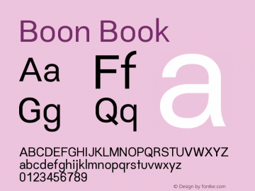 Boon Book Version 0.2 Font Sample