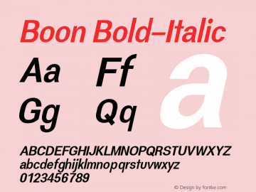 Boon Bold-Italic Version 0.2 Font Sample