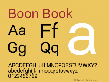 Boon Book Version 0.3.1 Font Sample