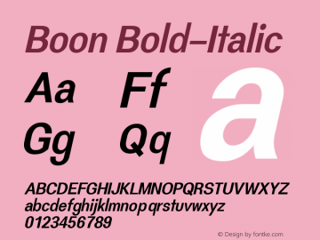 Boon Bold-Italic Version 0.3.1 Font Sample