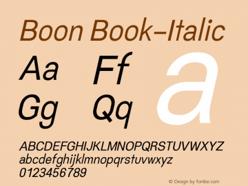 Boon Book-Italic Version 0.3.1 Font Sample