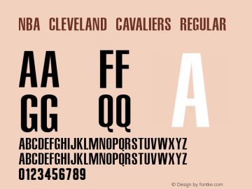 NBA Cleveland Cavaliers Regular Version 1.00 June 5, 2013, initial release Font Sample