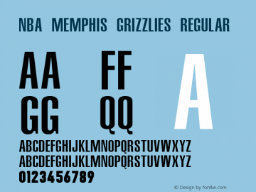 NBA Memphis Grizzlies Regular Version 1.00 June 6, 2013, initial release Font Sample