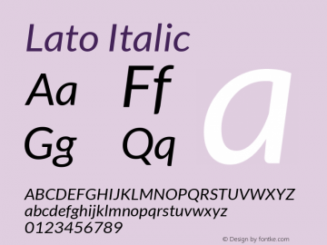 Lato Italic Version 1.104; Western+Polish opensource图片样张
