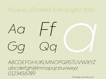 Niveau Grotesk ExtraLight Italic Version 1.000图片样张