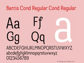 Barcis Cond Regular Cond Regular Version 1.000;PS 001.001;hotconv 1.0.56图片样张