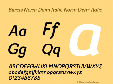 Barcis Norm Demi Italic Norm Demi Italic Version 1.000;PS 001.001;hotconv 1.0.56图片样张