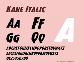 Kane Italic Version 1.000 Font Sample