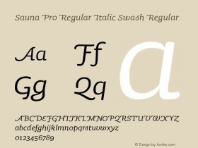 Sauna Pro Regular Italic Swash Regular Version 2.000图片样张