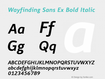 Wayfinding Sans Ex Bold Italic Version 1.100;PS 001.100;hotconv 1.0.56;makeotf.lib2.0.21325 Font Sample