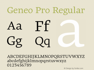 Geneo Pro Regular Version 1.000 Font Sample