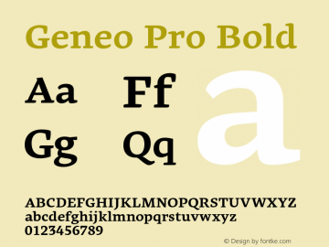 Geneo Pro Bold Version 1.000 Font Sample