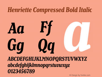 Henriette Compressed Bold Italic Version 1.016图片样张