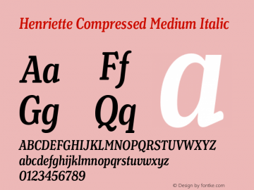 Henriette Compressed Medium Italic Version 1.016图片样张