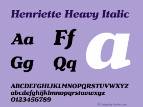 Henriette Heavy Italic Version 1.016 Font Sample