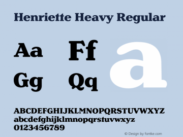 Henriette Heavy Regular Version 1.016 Font Sample