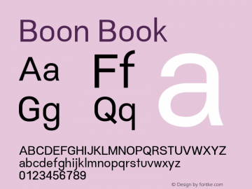 Boon Book Version 0.4 Font Sample