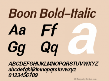 Boon Bold-Italic Version 0.4 Font Sample