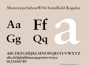 MonotypeSabonW04-SemiBold Regular Version 1.00图片样张