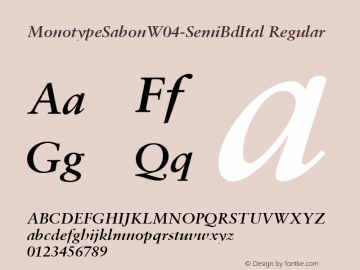 MonotypeSabonW04-SemiBdItal Regular Version 1.00图片样张