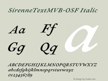 SirenneTextMVB-OSF Italic Version 1.000;PS 001.000;hotconv 1.0.38 Font Sample