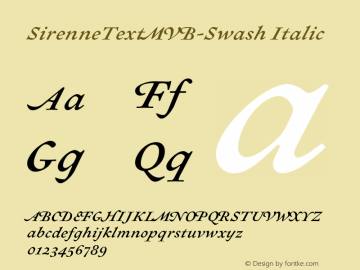 SirenneTextMVB-Swash Italic Version 1.000;PS 001.000;hotconv 1.0.38 Font Sample