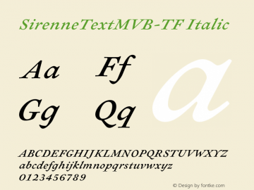 SirenneTextMVB-TF Italic Version 1.000;PS 001.000;hotconv 1.0.38 Font Sample