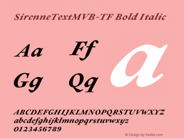 SirenneTextMVB-TF Bold Italic Version 1.000;PS 001.000;hotconv 1.0.38 Font Sample