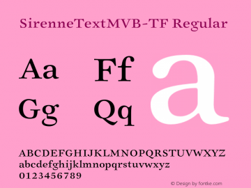 SirenneTextMVB-TF Regular Version 1.000;PS 001.000;hotconv 1.0.38 Font Sample