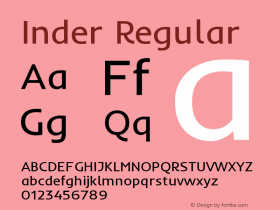 Inder Regular Version 1.001 Font Sample