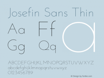 Josefin Sans Thin Version 1.0 Font Sample