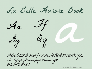 La Belle Aurore Book Version 1.001 2001 Font Sample