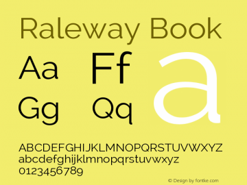 Raleway Book Version 2.001; ttfautohint ( Font Sample