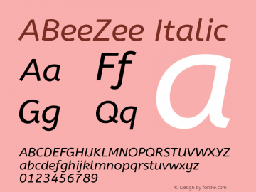 ABeeZee Italic Version 1.001图片样张