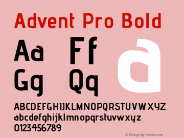 Advent Pro Bold Version 2.003 Font Sample