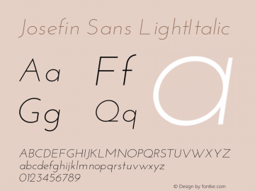 Josefin Sans LightItalic Version 1.0 Font Sample