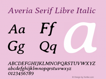 Averia Serif Libre Italic Version 1.001 Font Sample