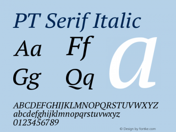 PT Serif Italic Version 1.000W OFL图片样张