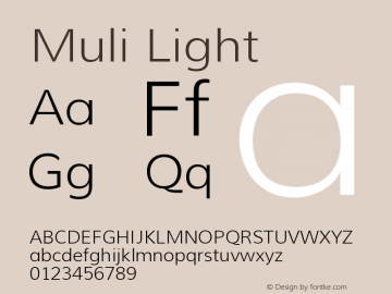 Muli Light Version 1.000 Font Sample