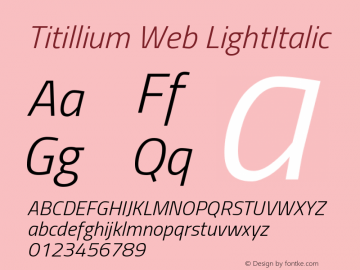 Titillium Web LightItalic Version 1.001;PS 57.000;hotc图片样张