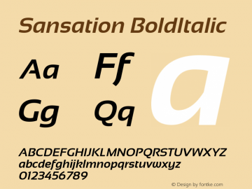 Sansation BoldItalic Version 1.301 Font Sample