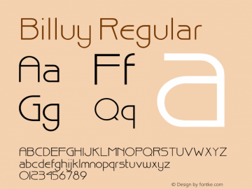 Billuy Regular Converted from C:\TEMP\Billuy.TF1 by ALLTYPE Font Sample