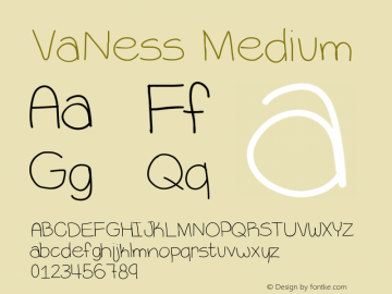 VaNess Medium Version 001.000 Font Sample