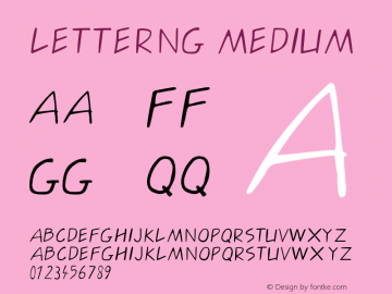 letterng medium Version 001.000  Font Sample